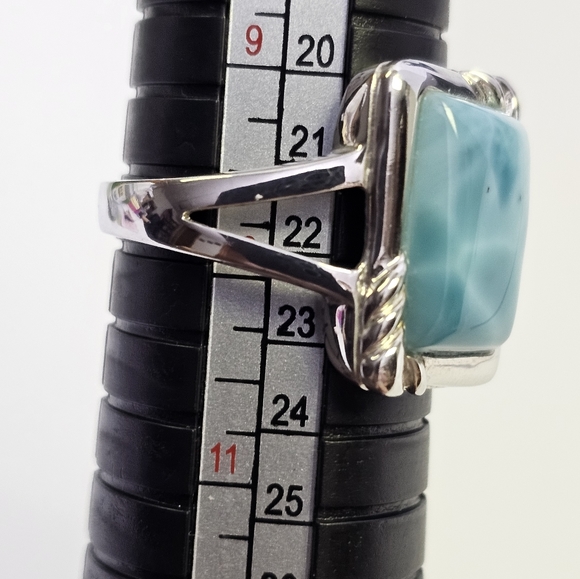 Natural Larimar & Sterling Silver Ring Size 10! NEW - Picture 2 of 4